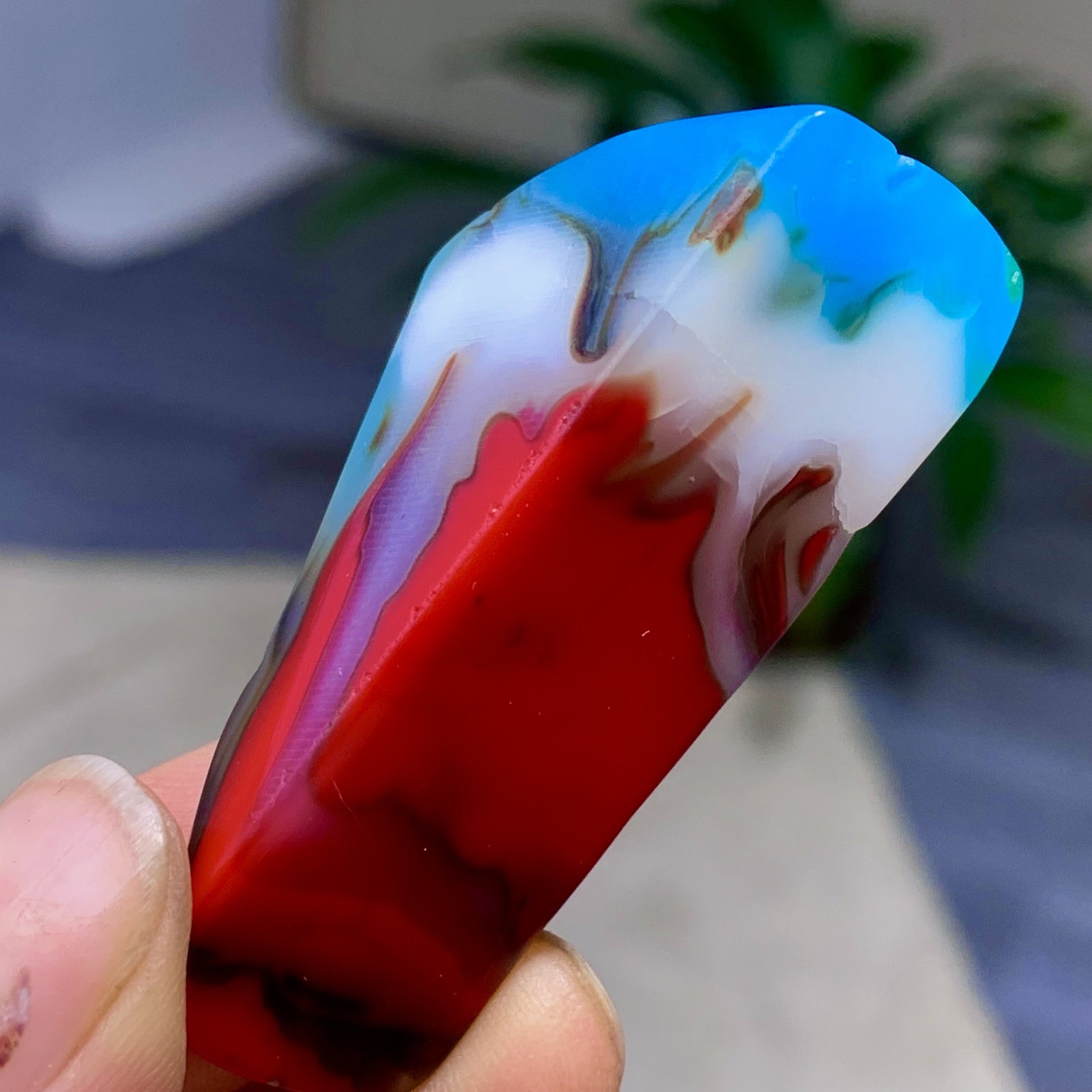 27G Natural NanHong Agate block multicolored Pattern Cabochon mineral Crystal