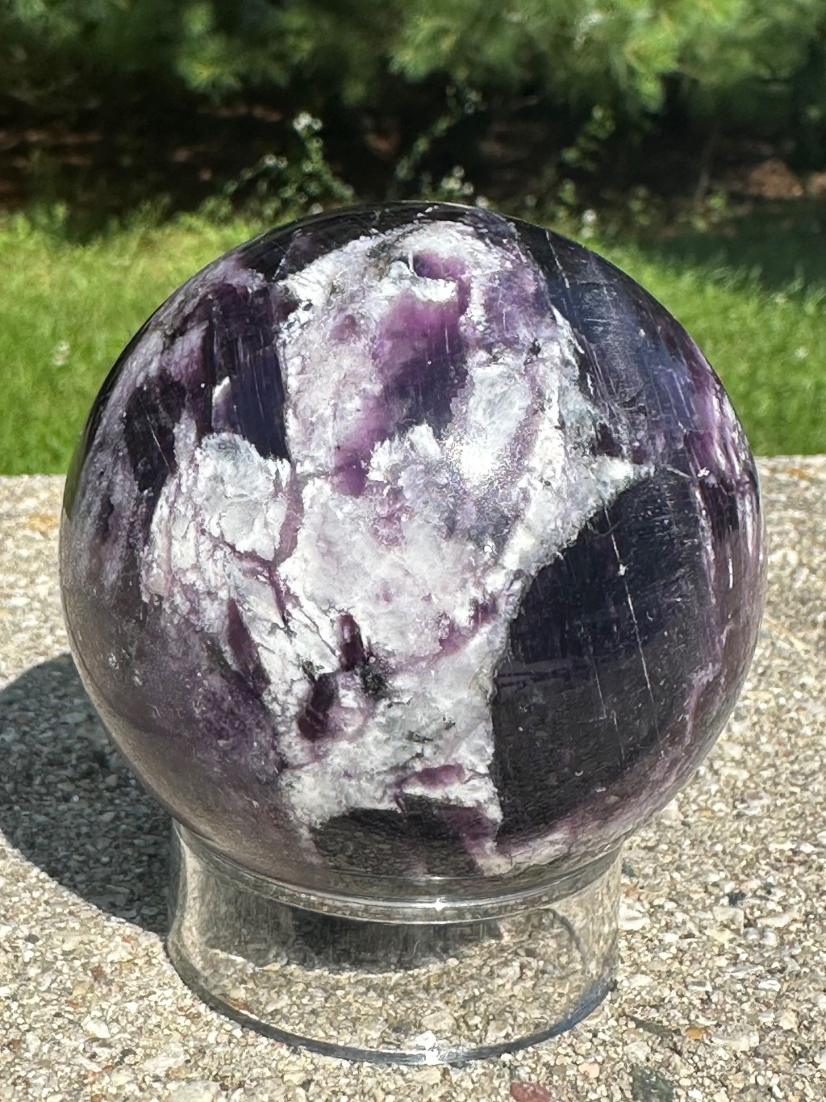 Rare Uv reactive natural gem lepidolite purple mica sphere and towers