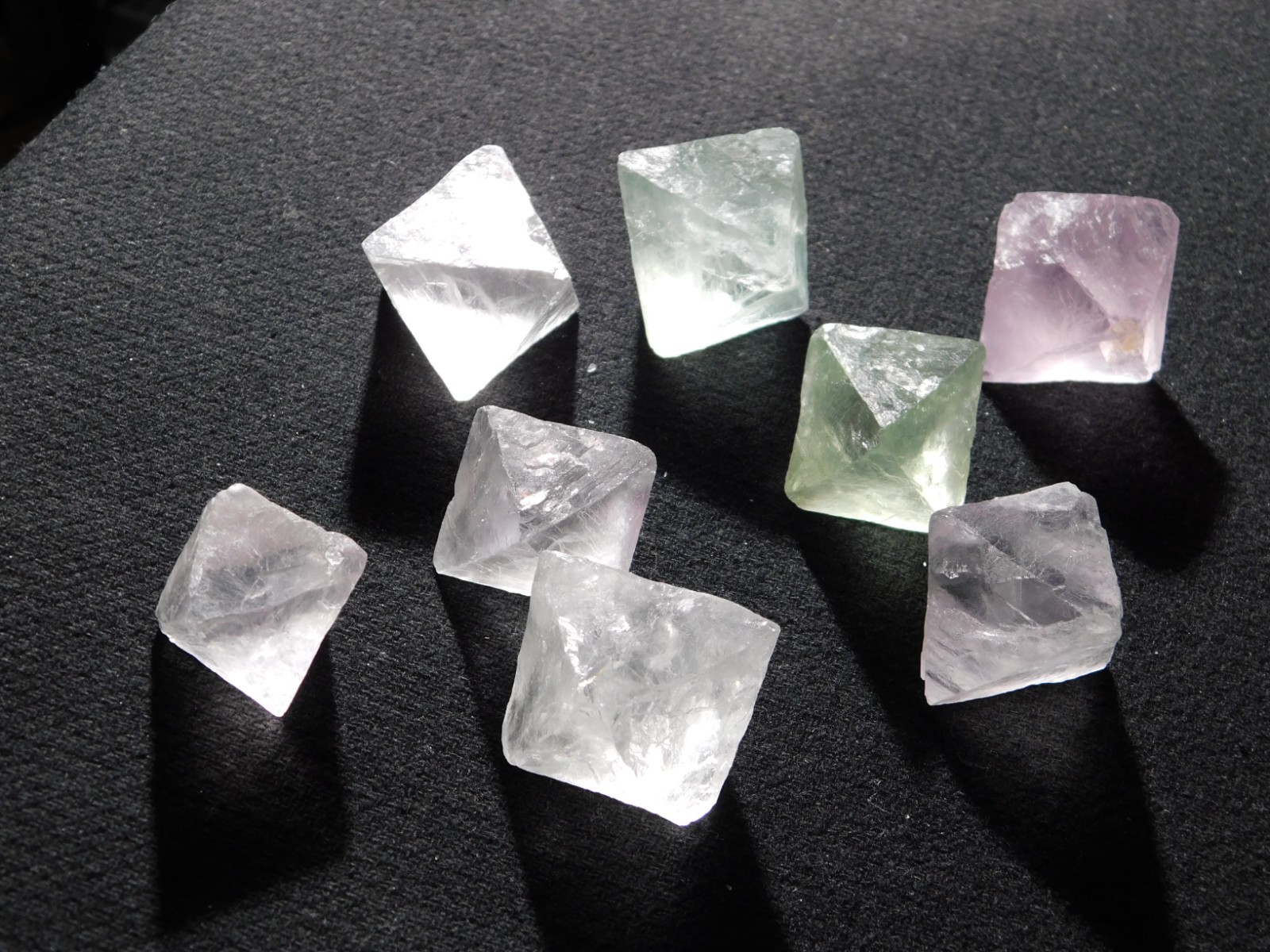 Big Lot of EIGHT! Translucent Octahedron FLUORITE Crystals From China 357gr