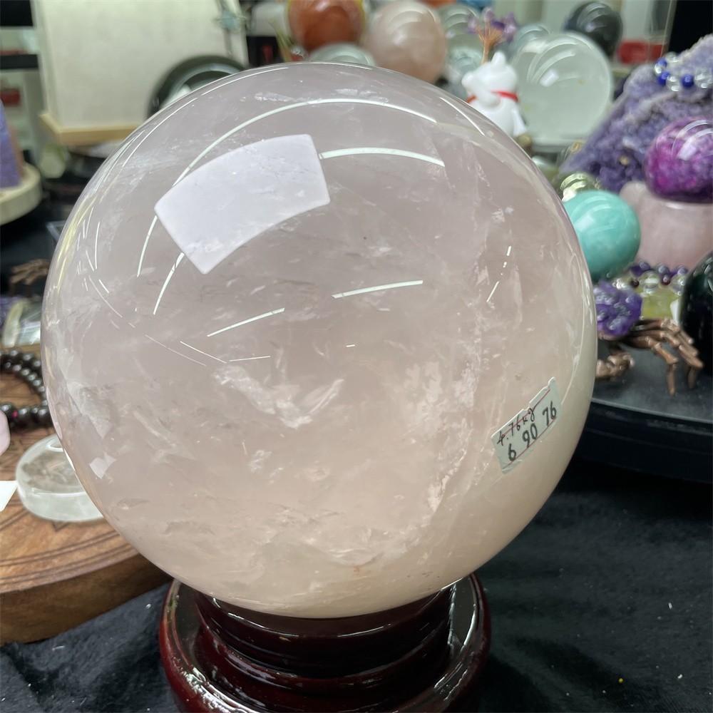 10.4LB 5.5″ Natural Rose Quartz Sphere Crystal Quartz Energy Geode Ball Decor