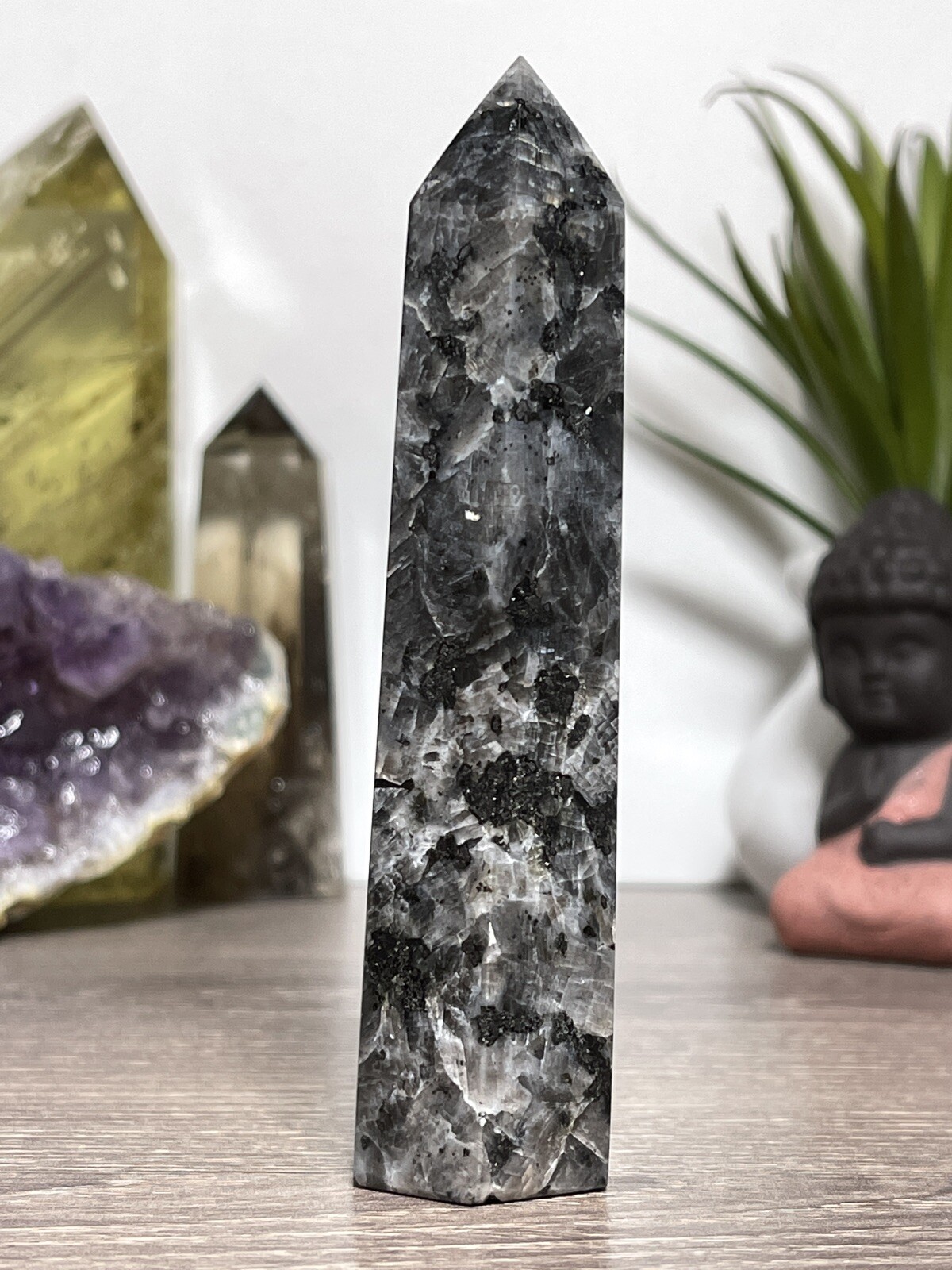 LARVIKITE TOWER – Feldspar Mineral Stone Reiki Chakra Wiccan Magick Yoga Decor