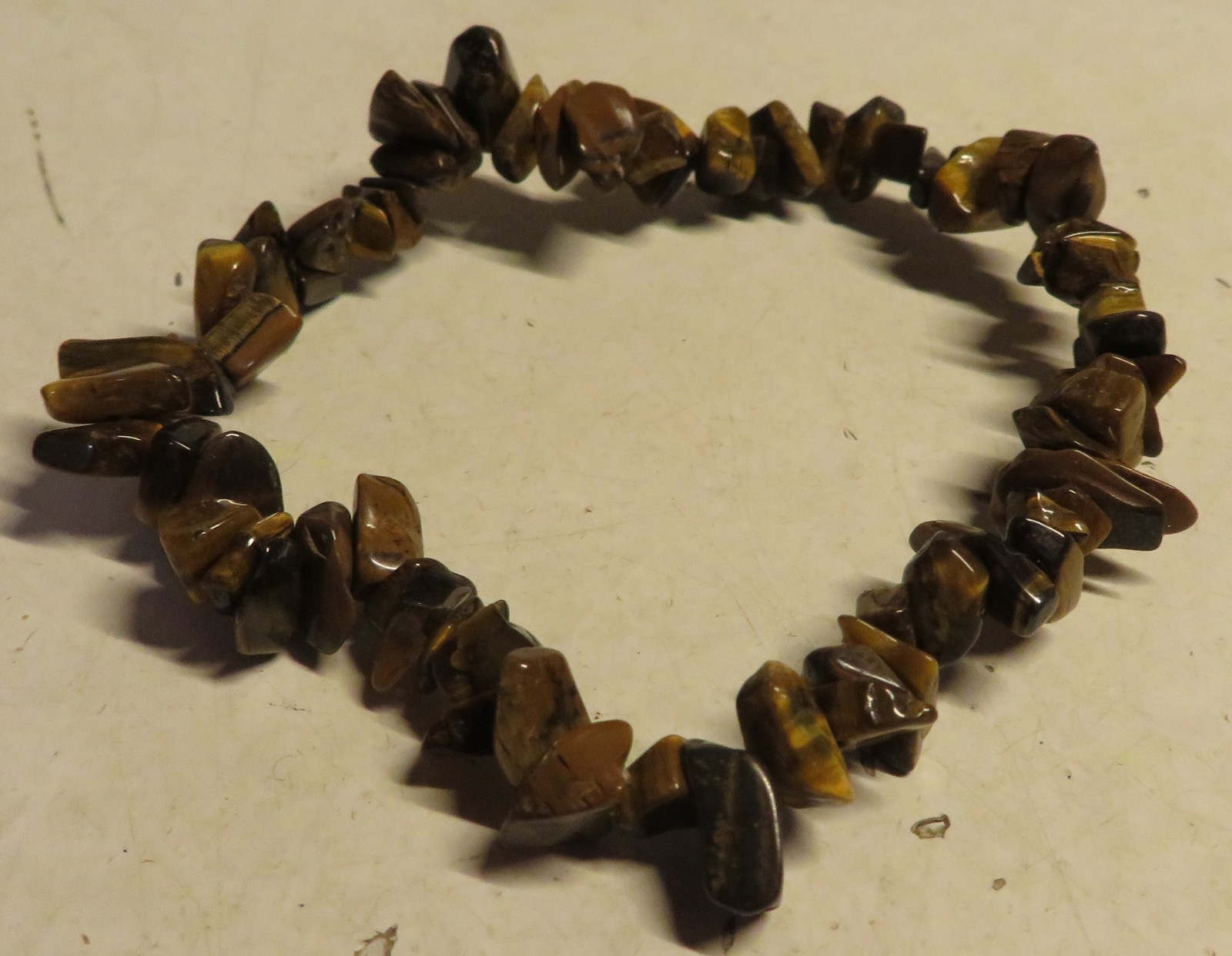 Vintage NATURAL TIGER EYE STONE GEMSTONE STRETCHY CHIP BRACELET Fashion JewelryA