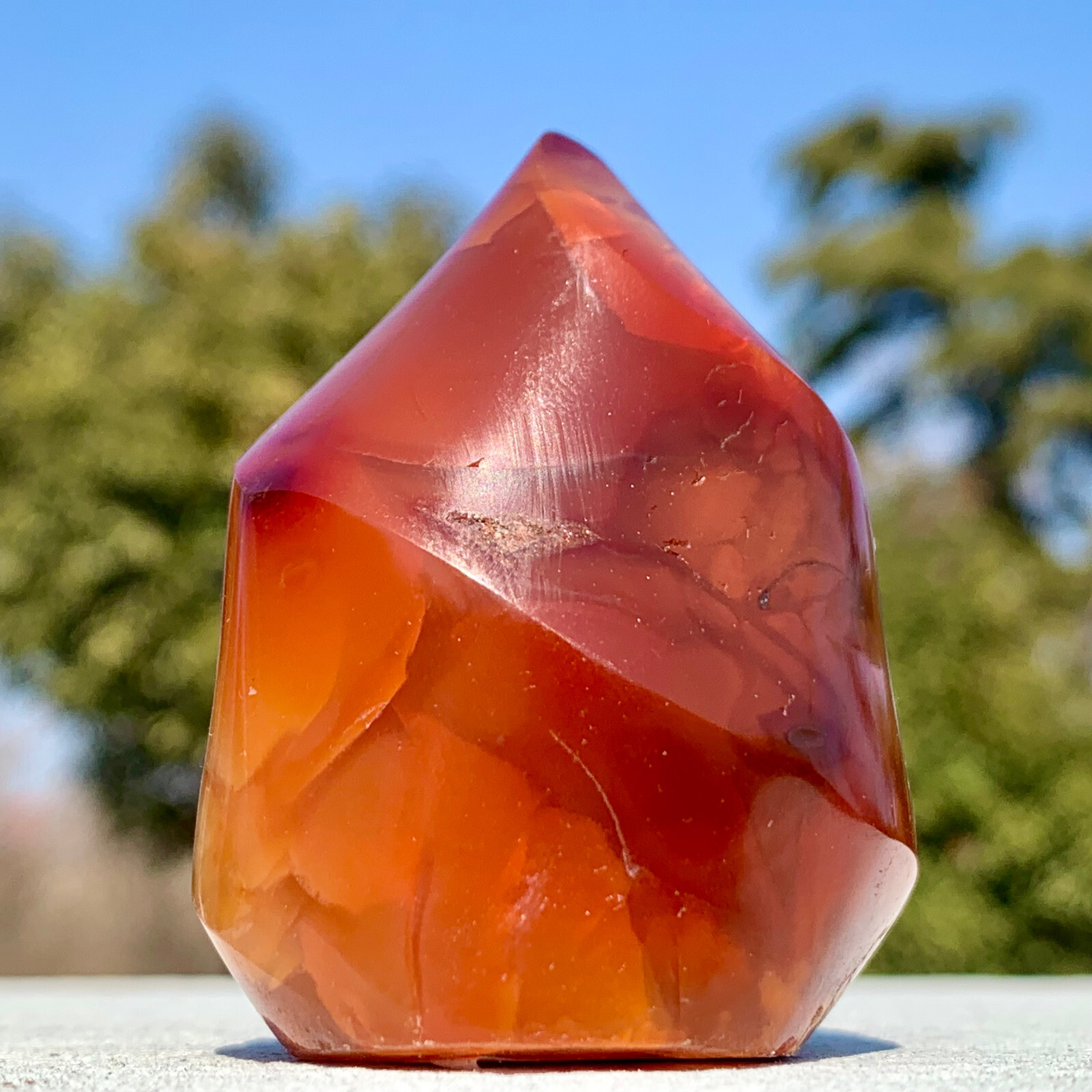 107G Natural Polished Red Sardonyx Agate Quartz Crystal Stone Carved Flame Hea
