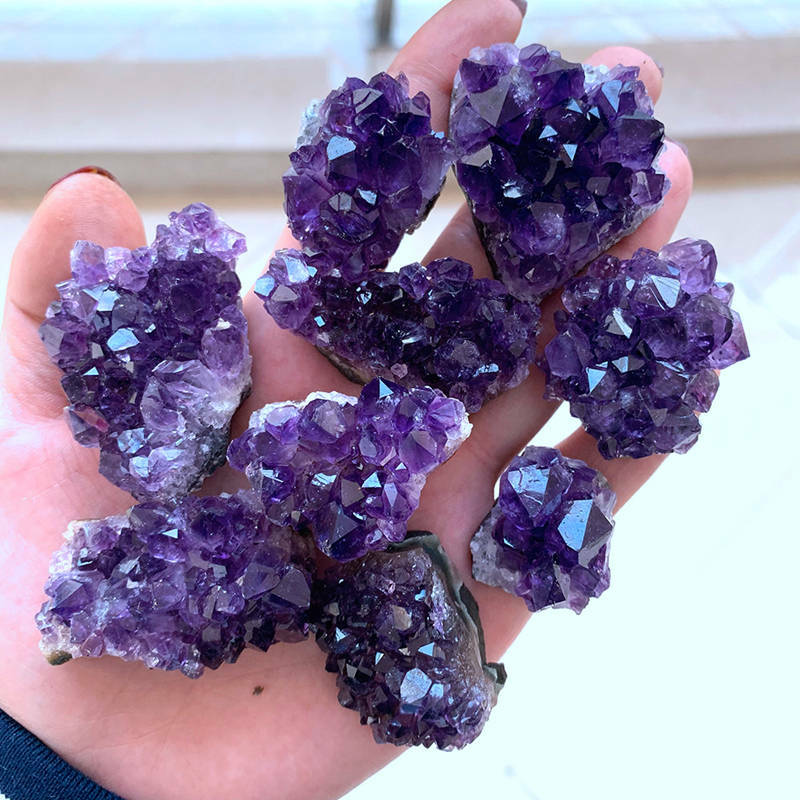 5Pcs Natural Quartz Crystal Brazilian Amethyst Cluster Druzy Geode Stone 20-30g