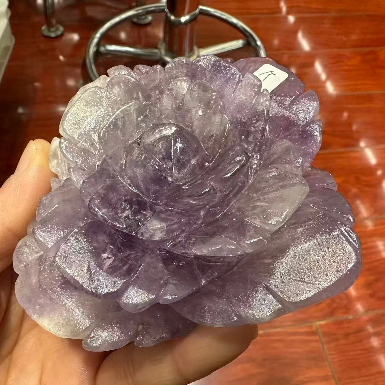 1pc Natural Amethyst Quartz Carved Crystal Flower Skull Reiki Healing Decor Gift