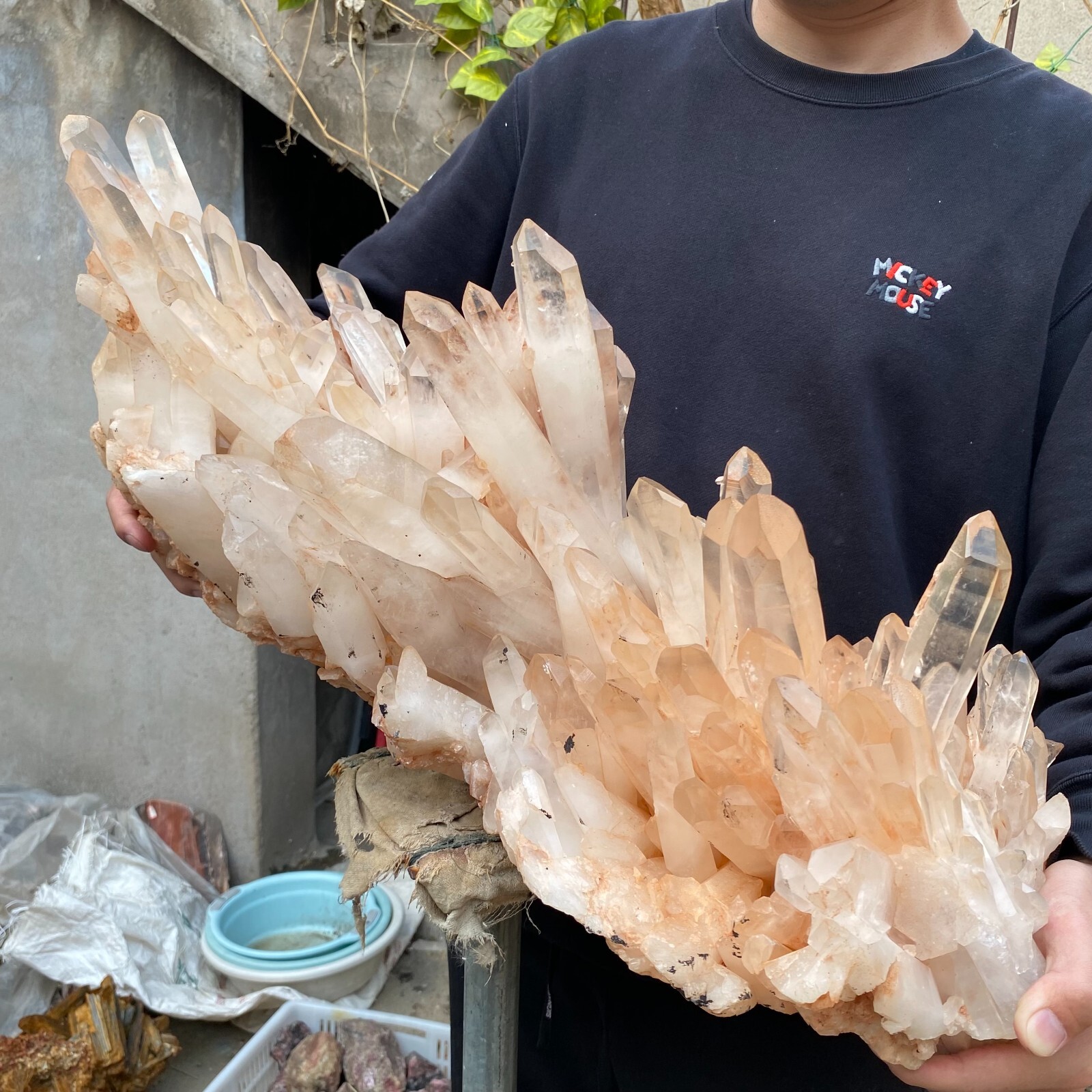 81.6lb Natural Clear White quart Crystal Cluster Raw Healing Specimen