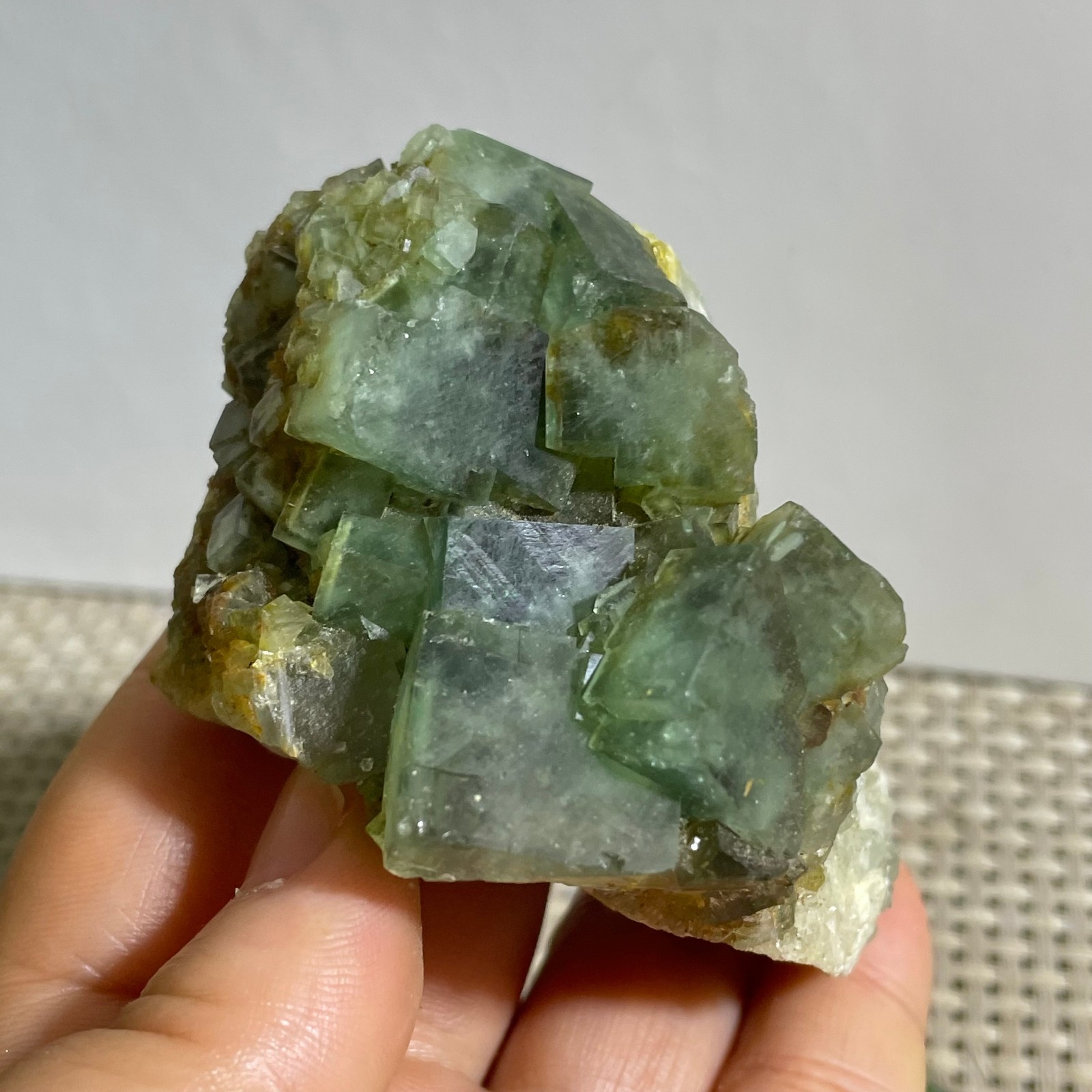 206g NATURAL Green FLUORITE Quartz Crystal Cluster Mineral Specimen