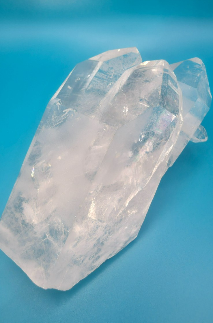 Natural Quartz Crystal Cluster with Rainbow Inclusion, Multiple Terminations