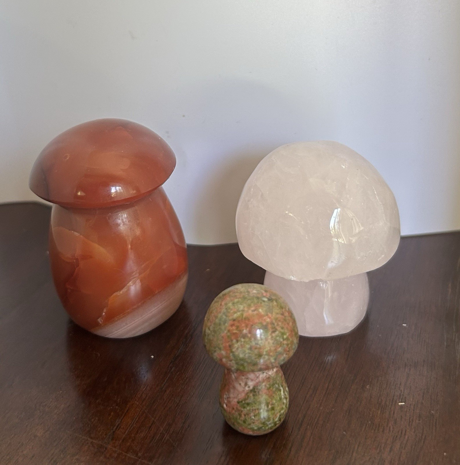 3 Carved Mushroom Gemstone Set