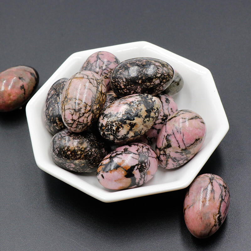 20pcs Natural Rhodochrosite Stone Egg Carved Gem Home Decor Ornament No Hole