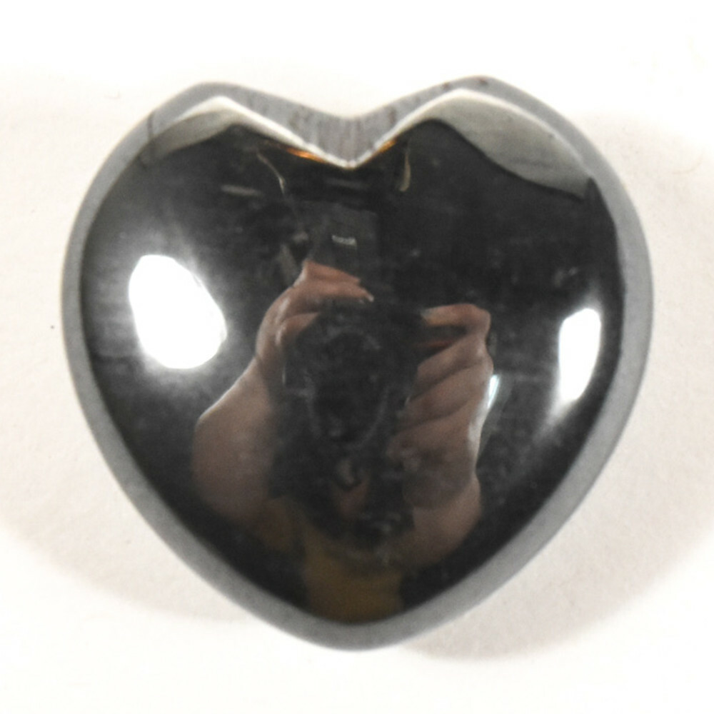 30mm Silverish Black Hematite Puffy Heart Sparkling Crystal Mineral China 1,2PCs