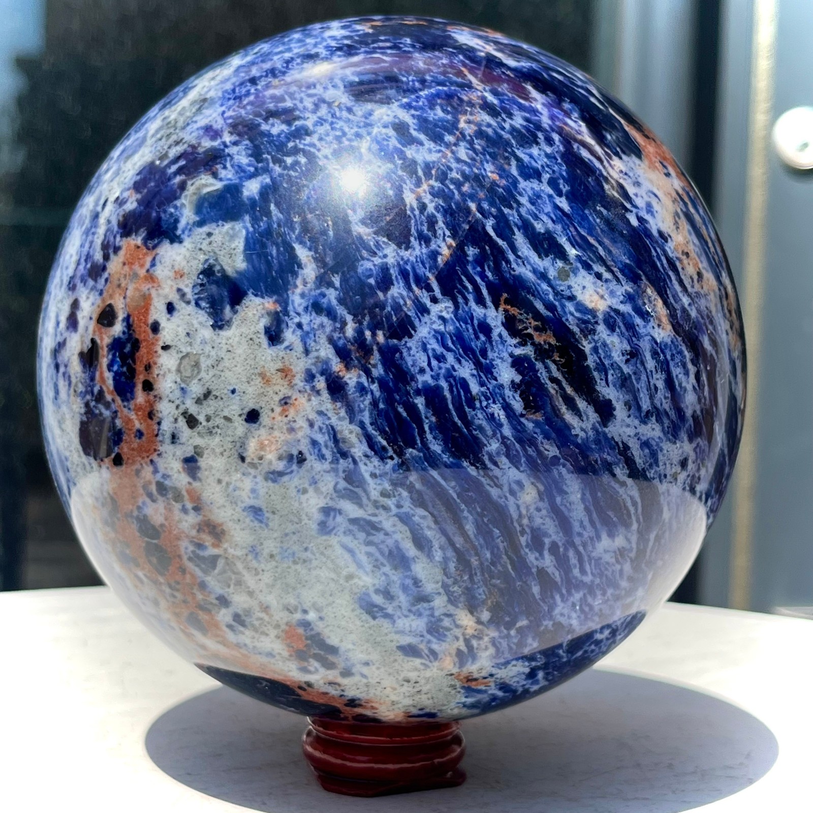 Natural Blue Sodalite Sphere Crystal Ball Healing Stone Reiki Chakra Gift 5.8 lb