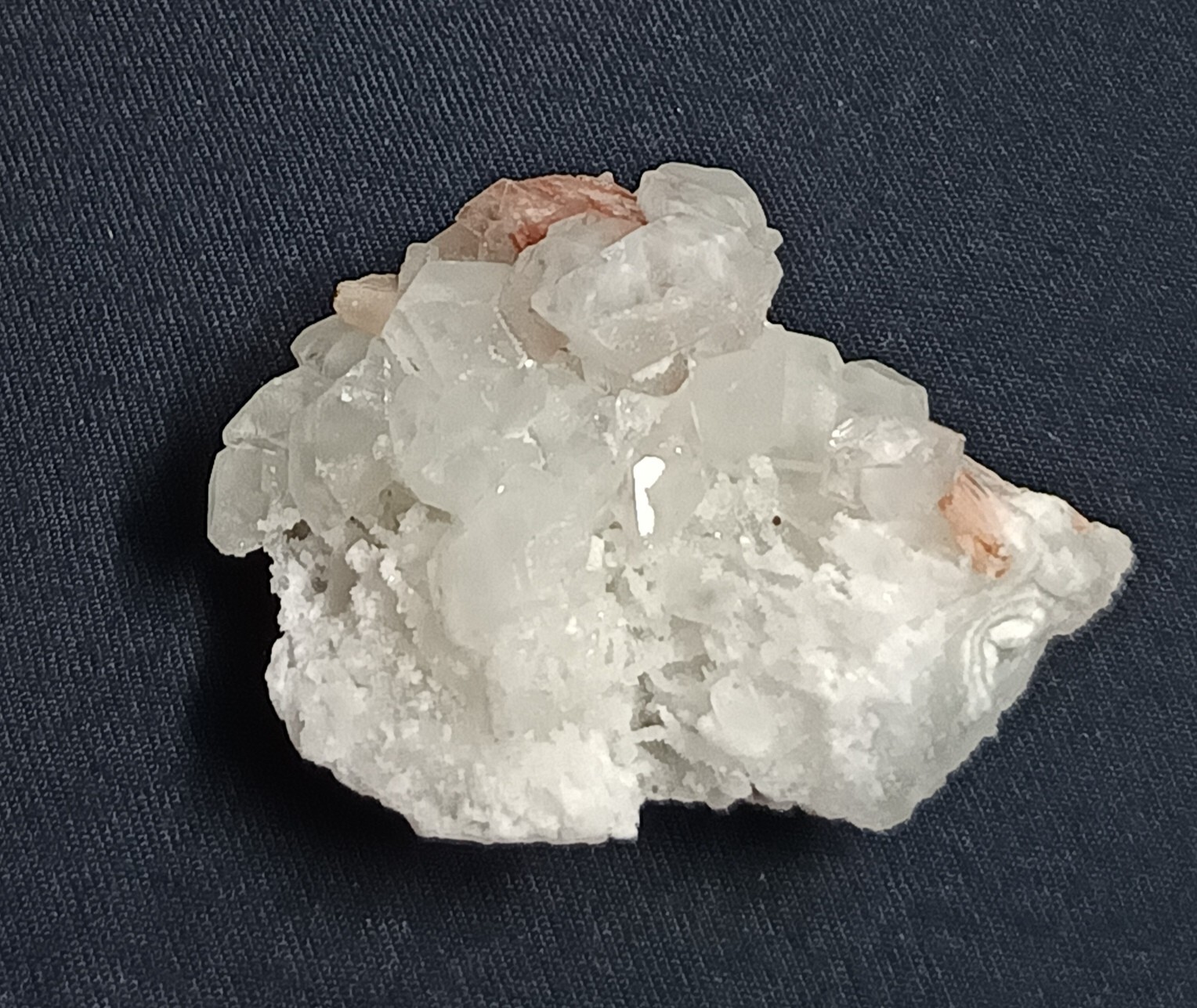Apophyllite stunning w/ red stilbite crystals cluster spiceman