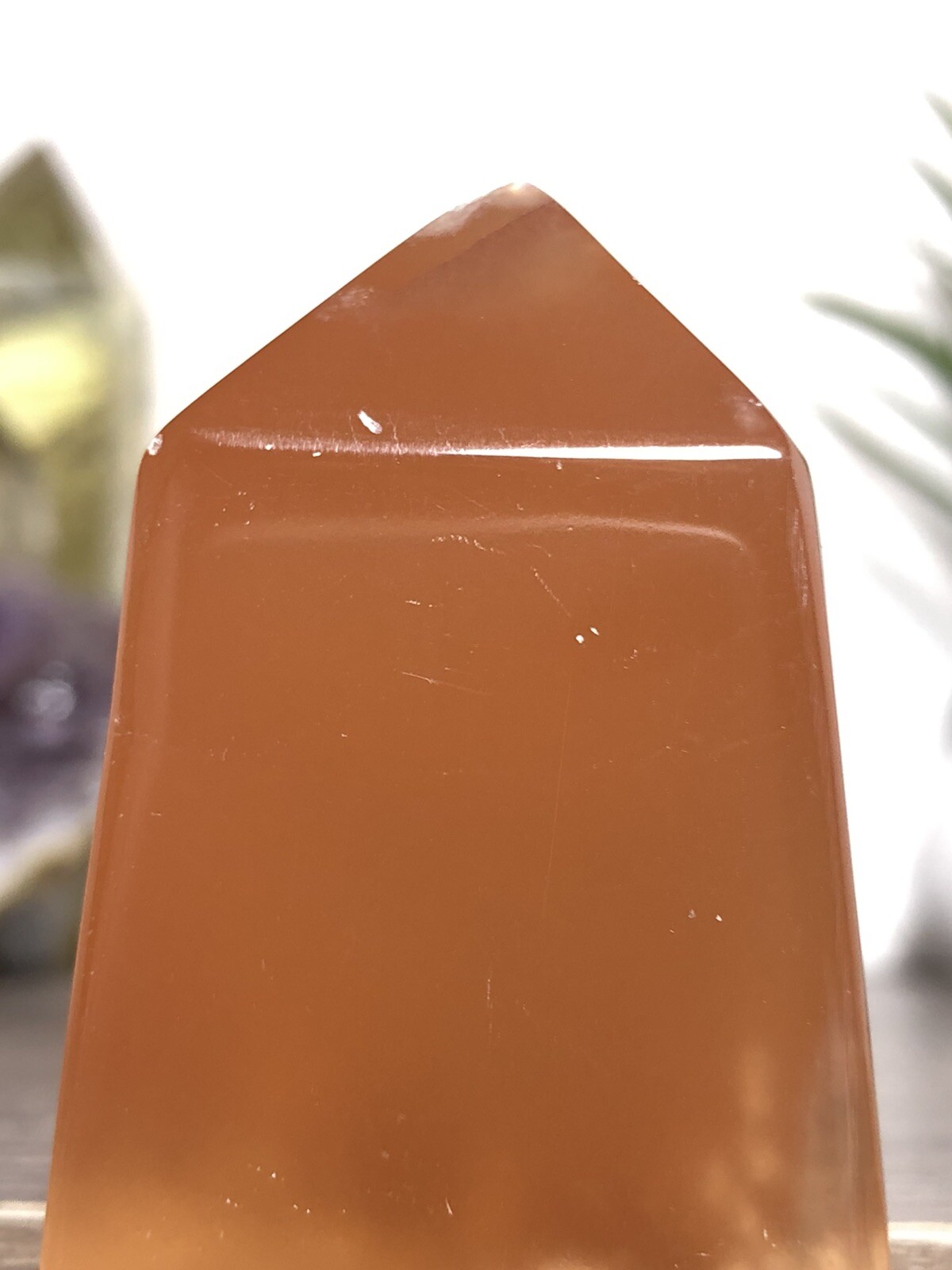 Honey Calcite Tower – Amber Orange Mineral Crystal Chakra Reiki Yoga Decor USA