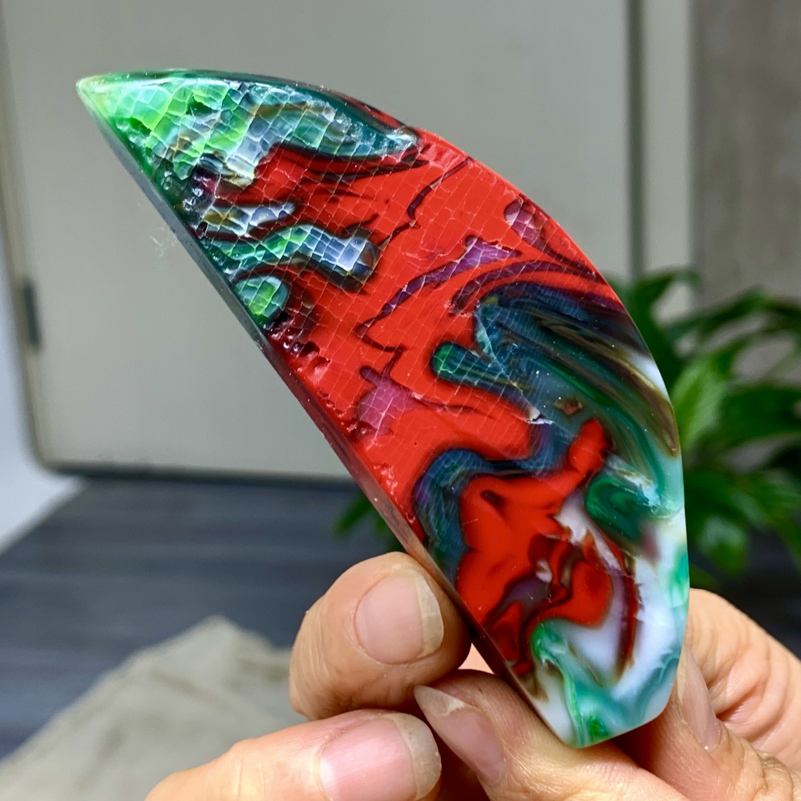 118G Natural NanHong Agate block multicolored Pattern Cabochon mineral Crystal-