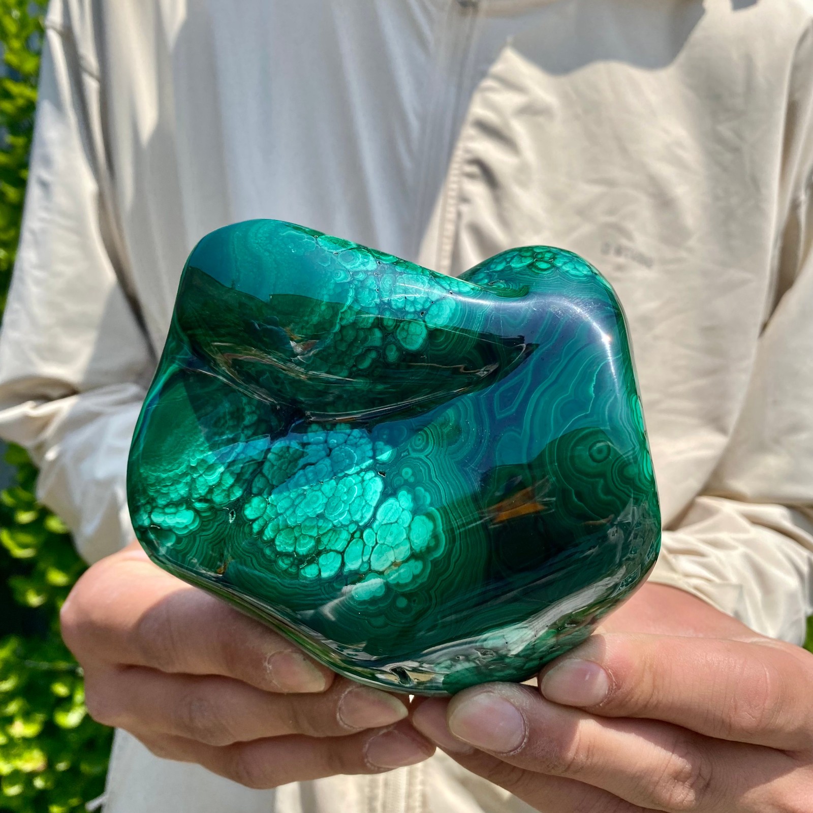 2.42LB Natural glossy Malachite transparent cluster rough mineral sample