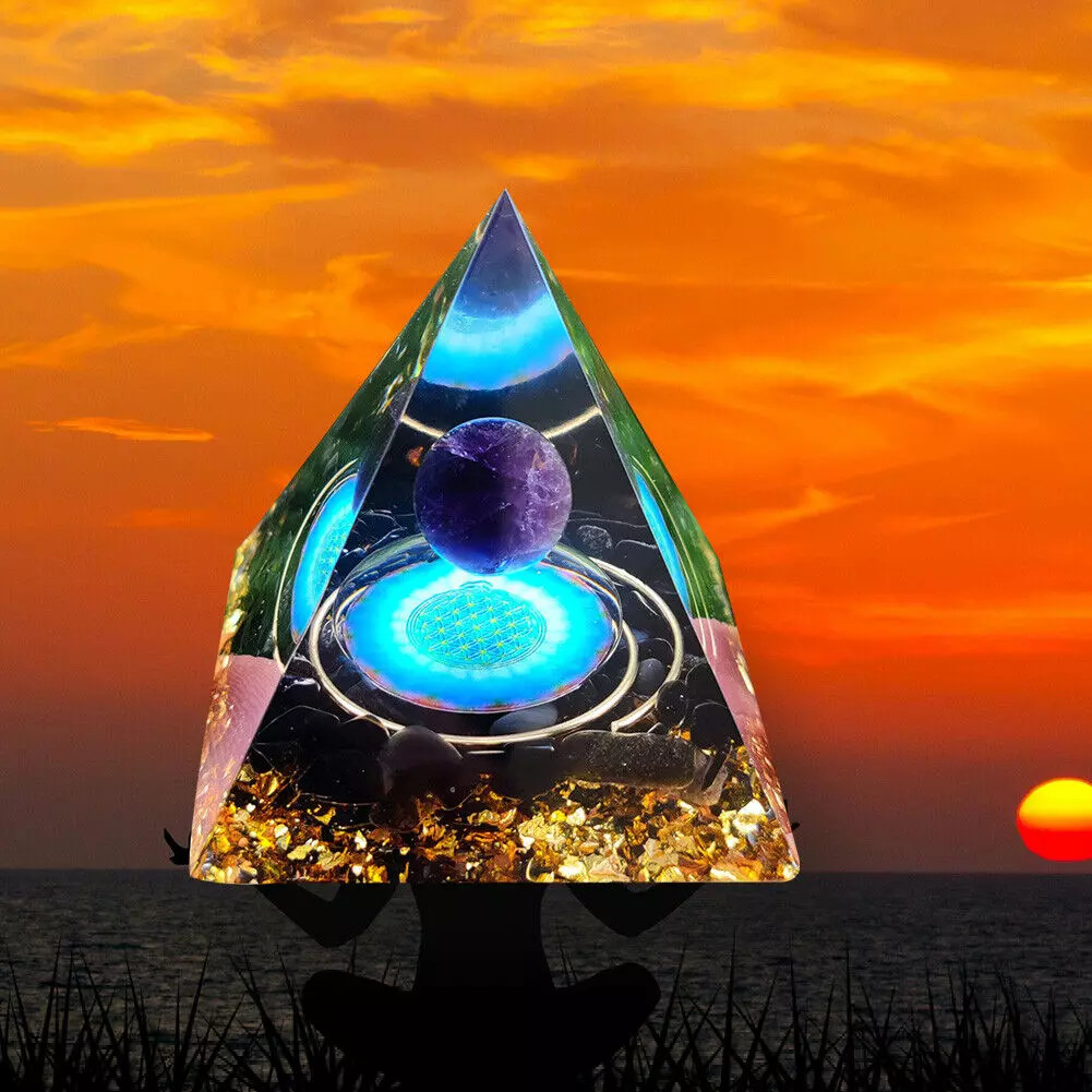 Orgonite Pyramid Ball Chakra Energy Quartz Crystal Healing Reiki Lucky Stone USA