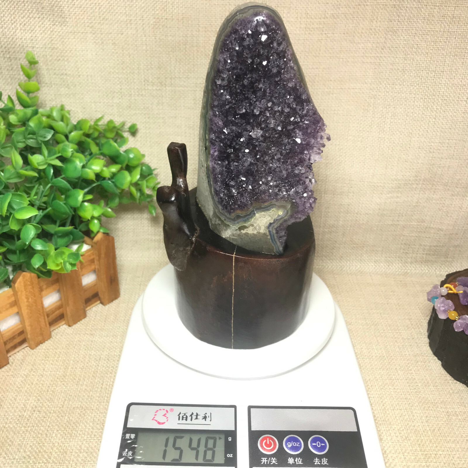 Natural Uruguay Deep Purple Crystal Quartz Amethyst Geode Clusters +Stand 1548g