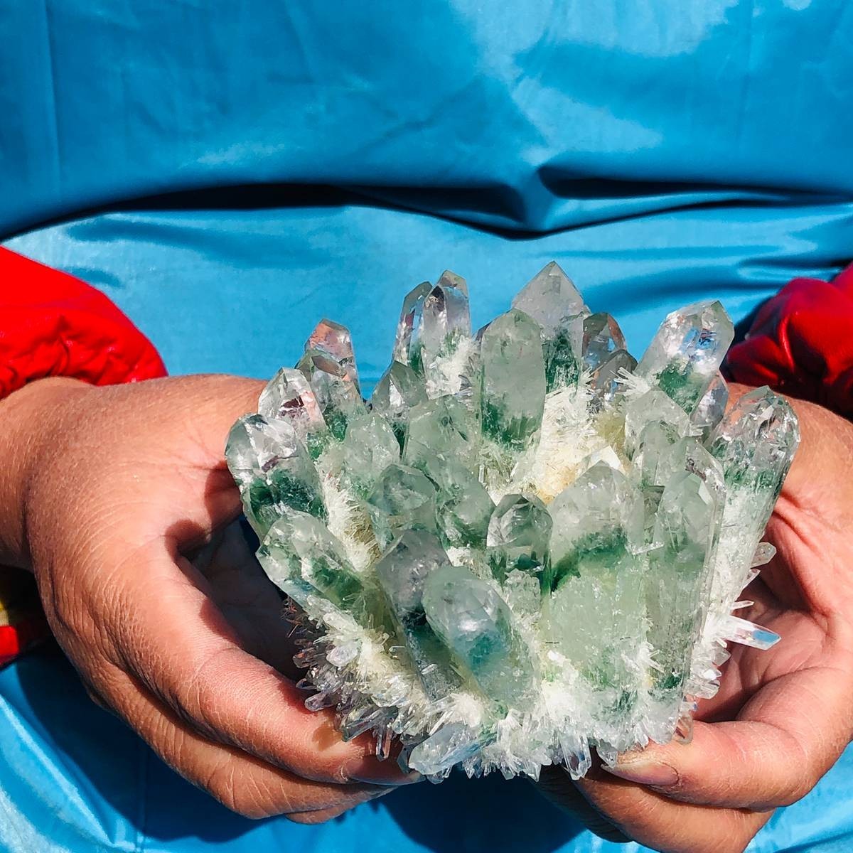 2 piece Lab-Grown Green Crystal Clusters Healing Energy Home Decor 2.61LB