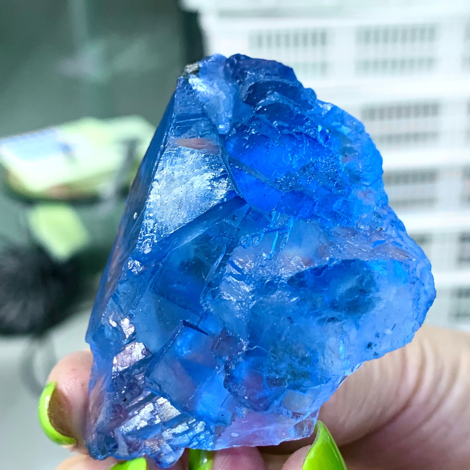 98G Rare transparent blue fluorite cubic mineral crystal sample/China