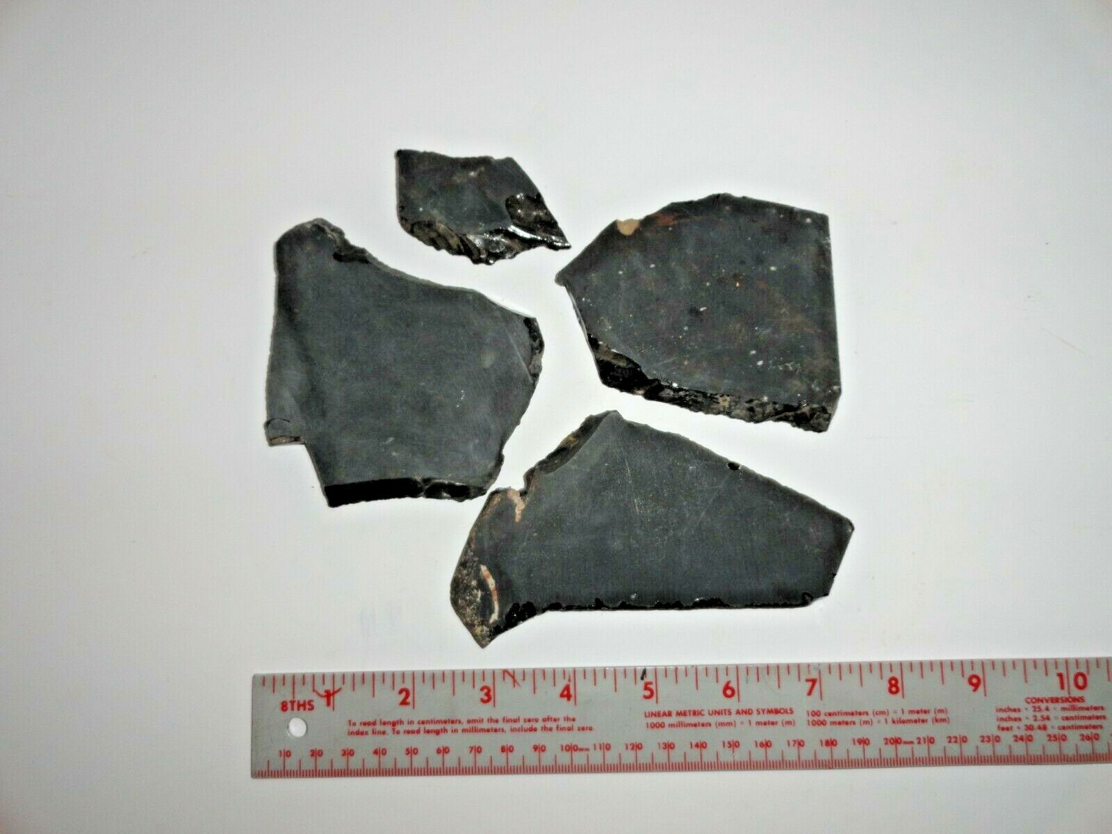 Lot of 4 pieces Sliced Natural Black Stone or Geode – 10 ounces 1/4″ thick