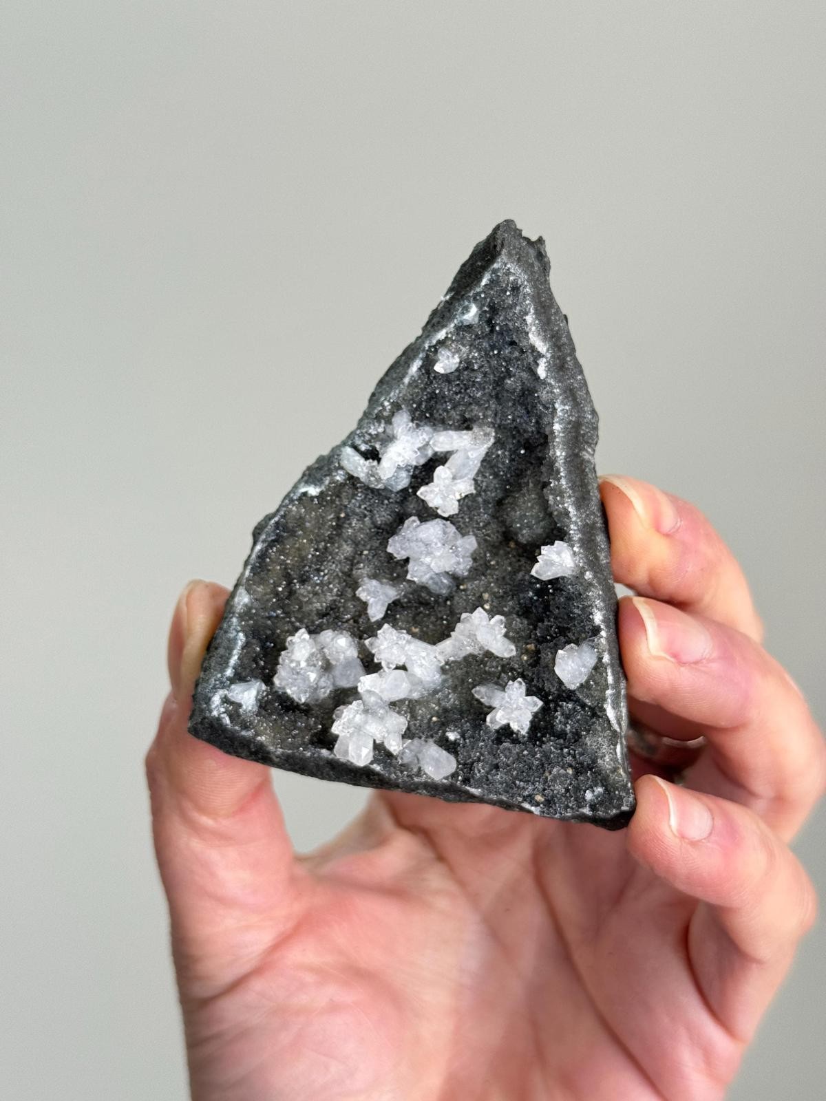 Quartz Crystal Cluster Flower Raw Druzy Black Galaxy Chalcedony Geode A411