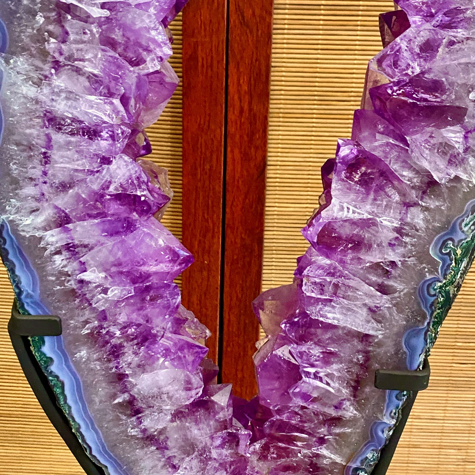 15.1LB Natural Amethyst Cave Crystal Slice Crescent shaped Hand Cut Repai