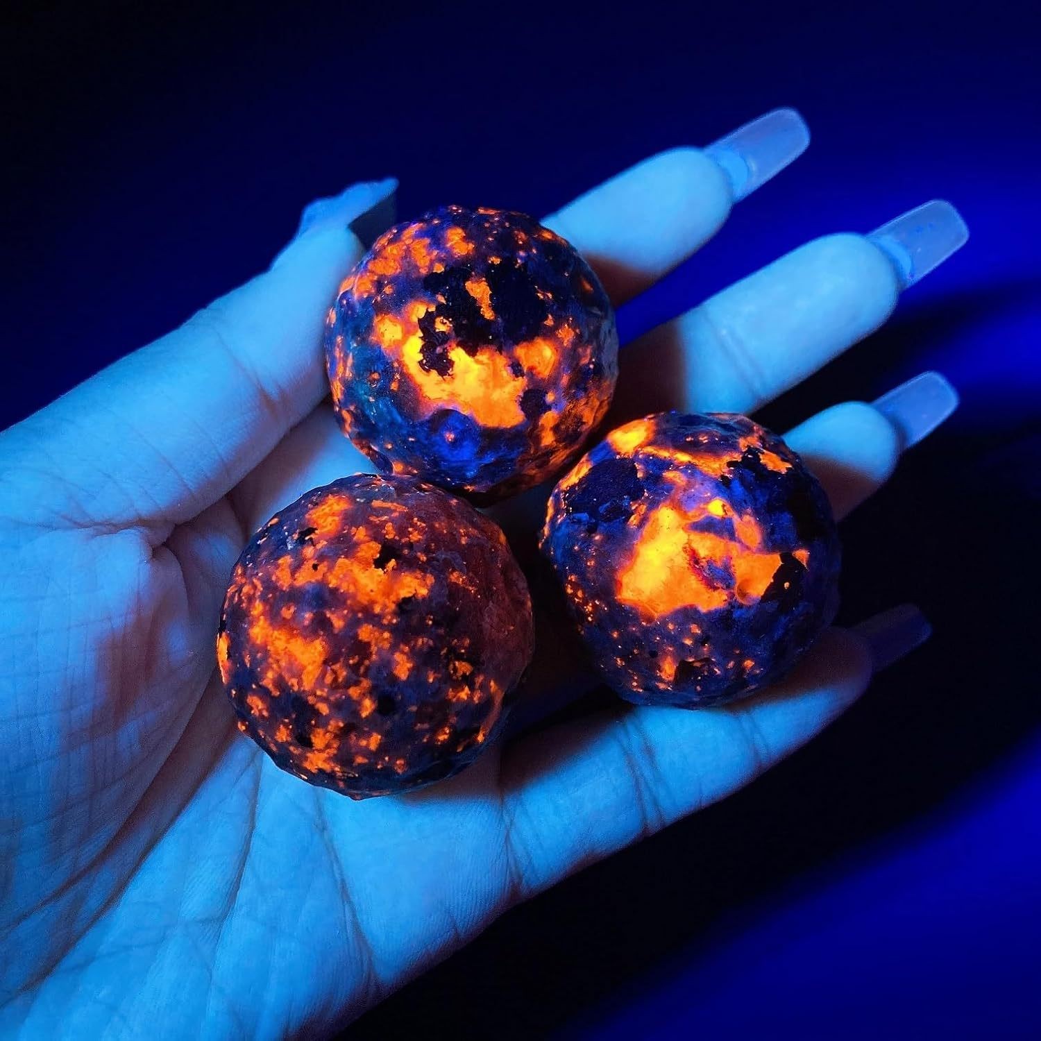 Natural Flame Stone Crystal Moon Sculpture Meteorite Crater Carved Home Decor