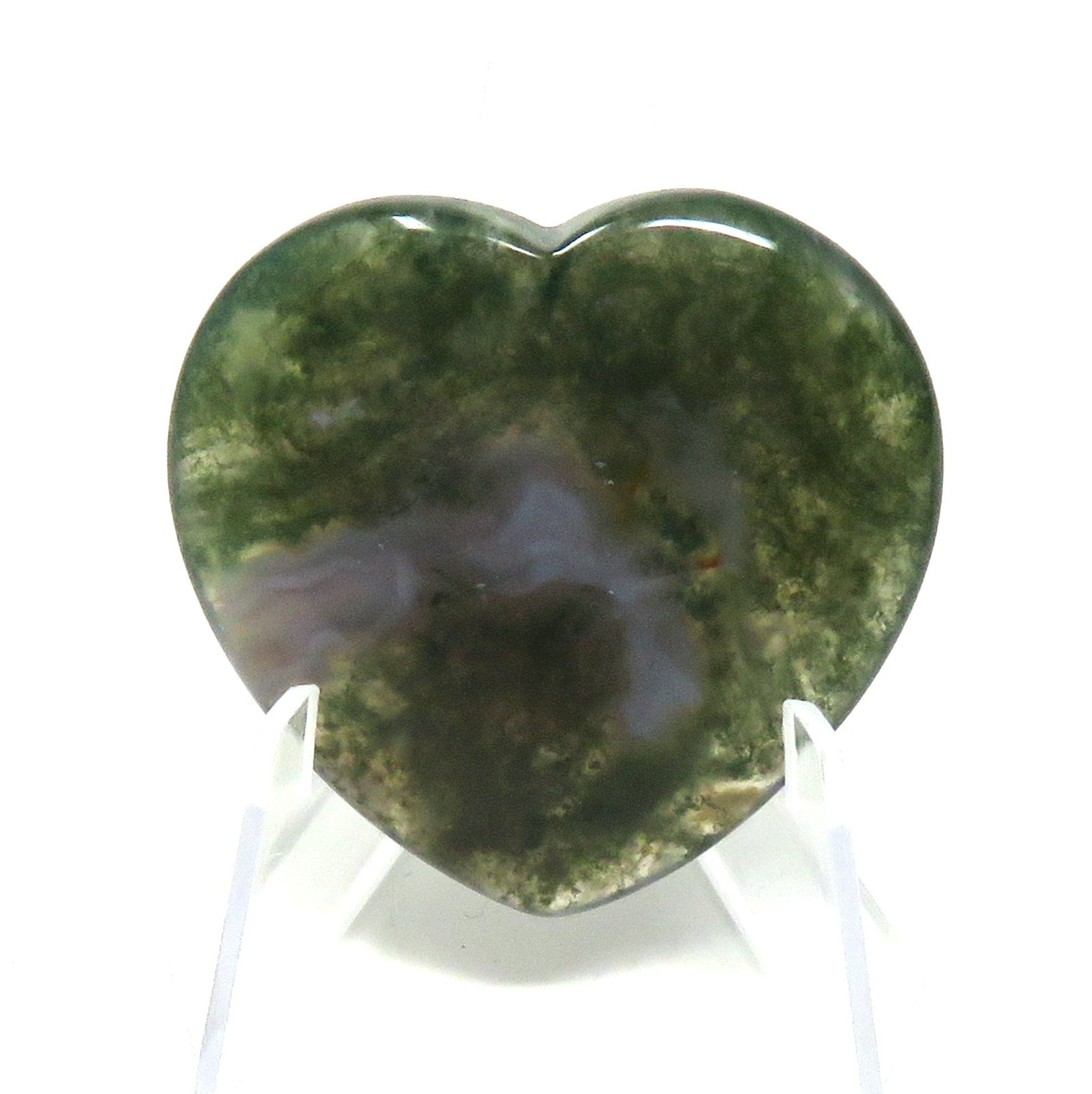Moss Agate Stone Heart #1174-40mm or 1.5″ – Valentines Day Love Pocket Gemstone