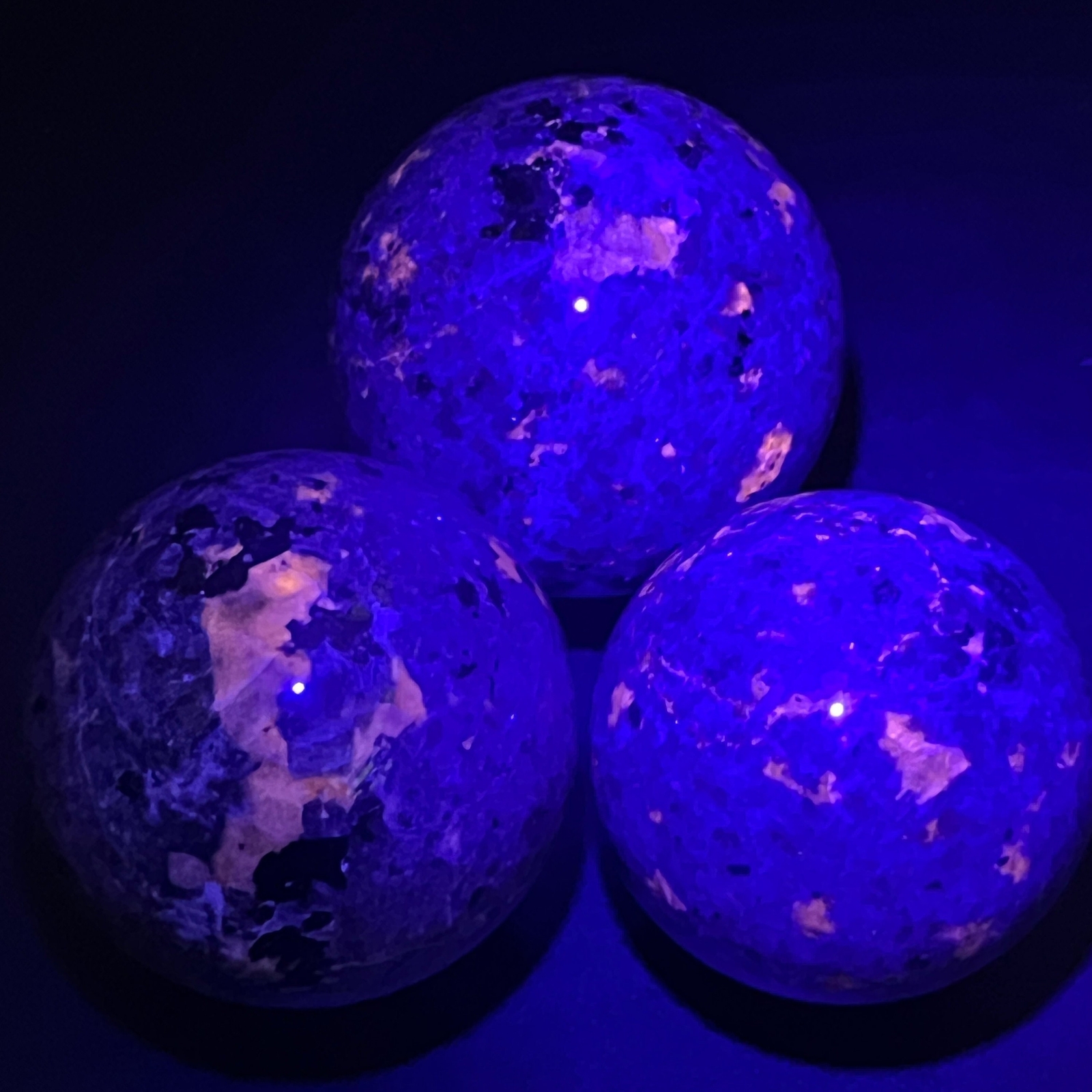 Large Syenite Polished Spheres (UV Reactive) Wholesale Gemstone Decor Supply