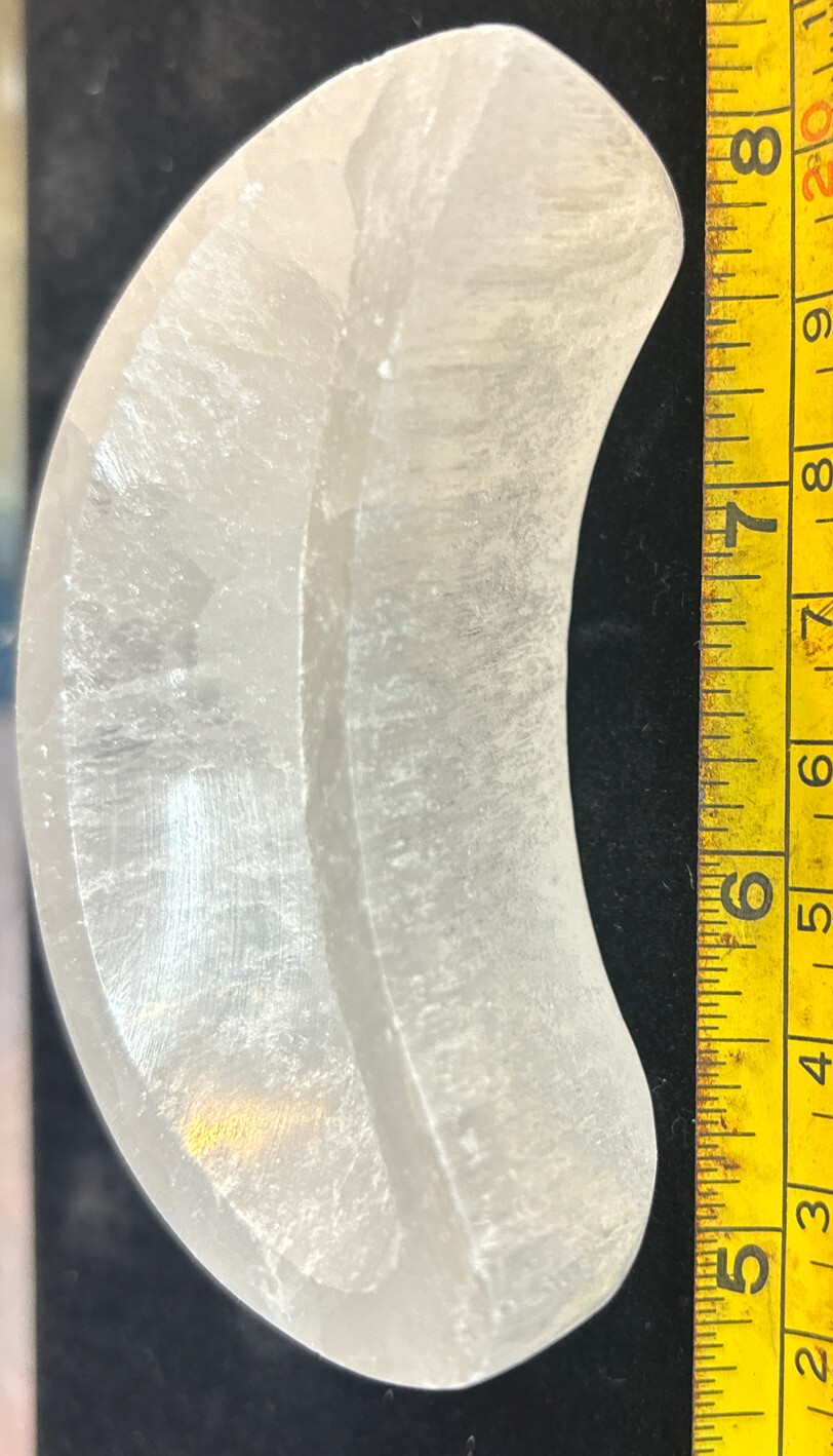 3 inch selenite moon shaped bowl