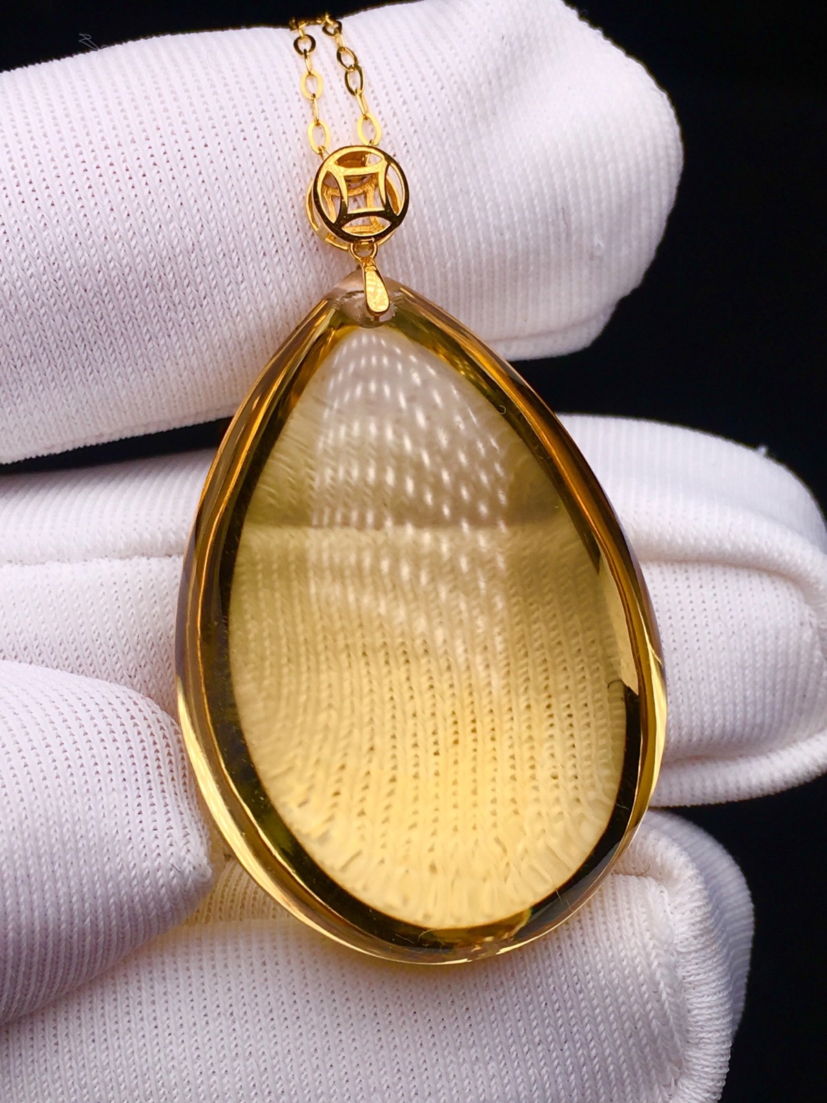 Career Progress Symbol Vivid Citrine Teardrop & 18K Gold Bail, Minimal Jewelry