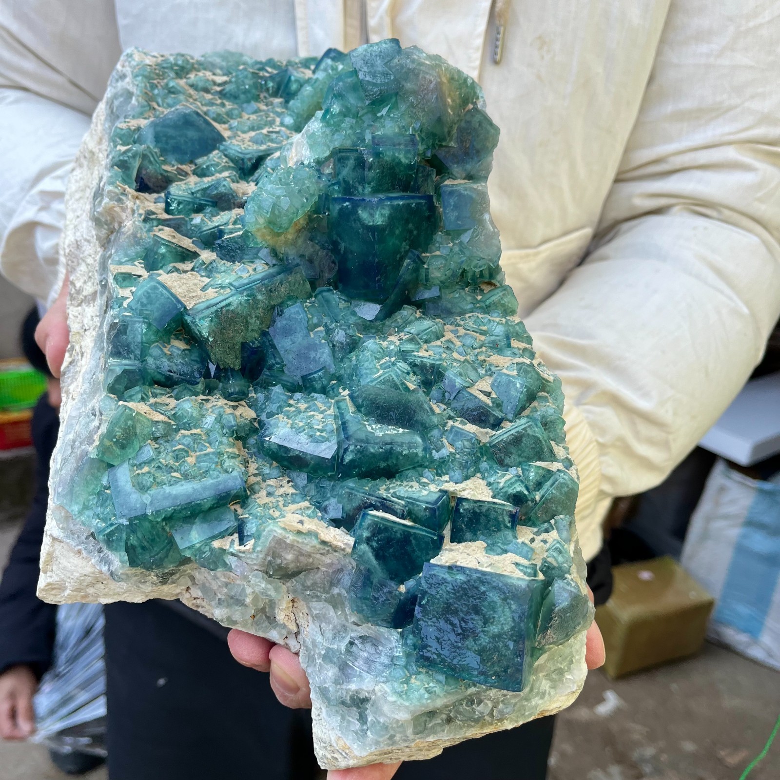 22lb Natural Green cube FLUORITE Quartz Crystal Cluster Mineral Specimen