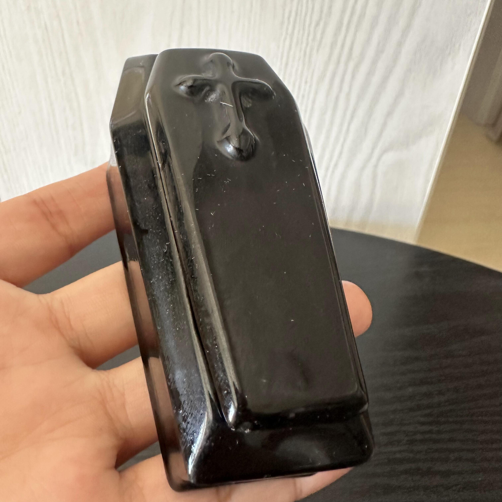 1pc natural obsidian quartz crystal handmade coffin skull healing decor