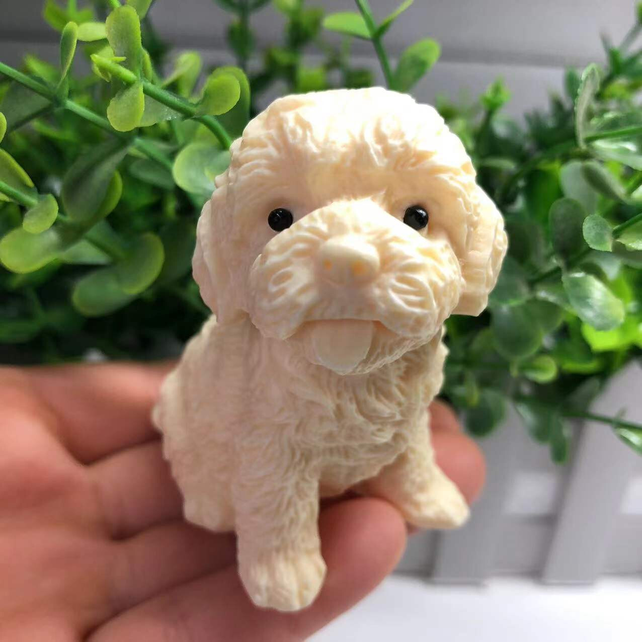 1pcs / Genuine Tagua Nut Carved Dog reiki decoration gift .