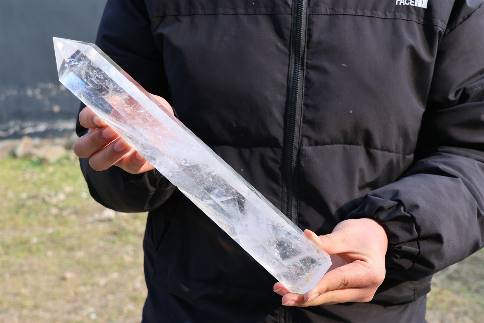 3.03LB A+ Natural Clear Quartz obelisk Crystals Tower Point Wand Reiki healing