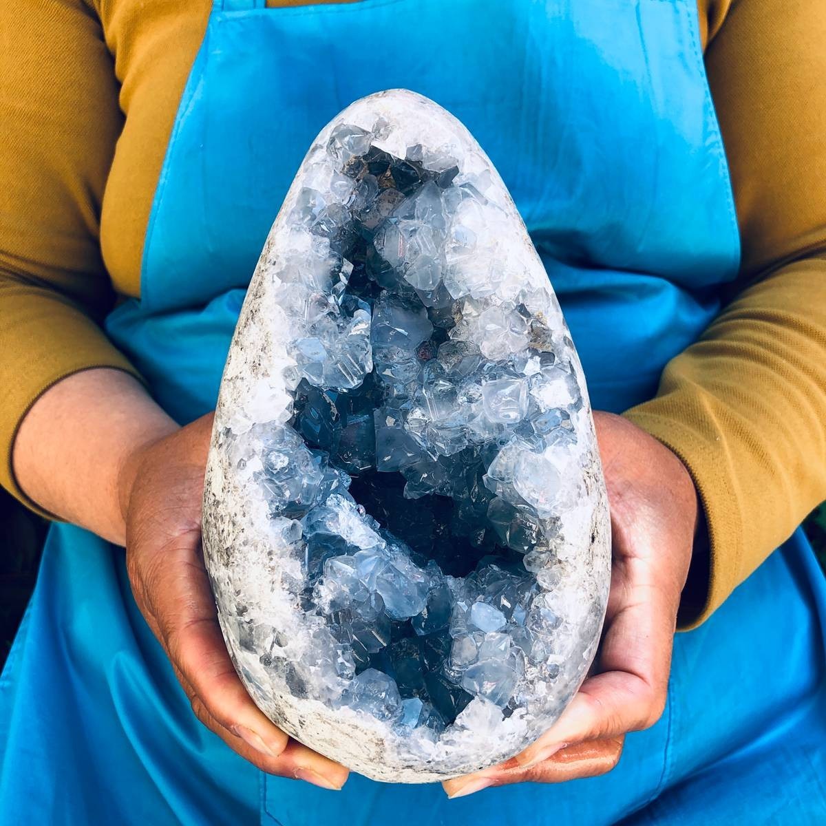 6.49LB Natural Blue Celestite Geode Quartz Crystal Mineral Specimen Healing