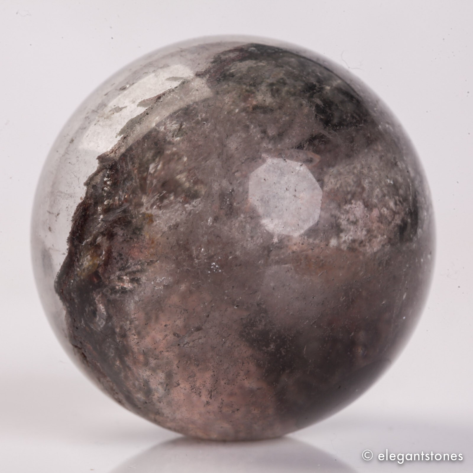 56g34mm Natural Garden/Phantom/Ghost/Lodolite Quartz Crystal Sphere Healing Ball