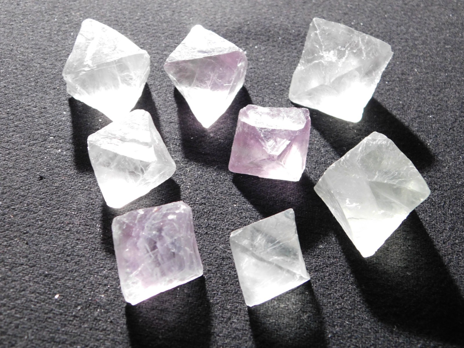 Big Lot of EIGHT! Translucent Octahedron FLUORITE Crystals From China 292gr