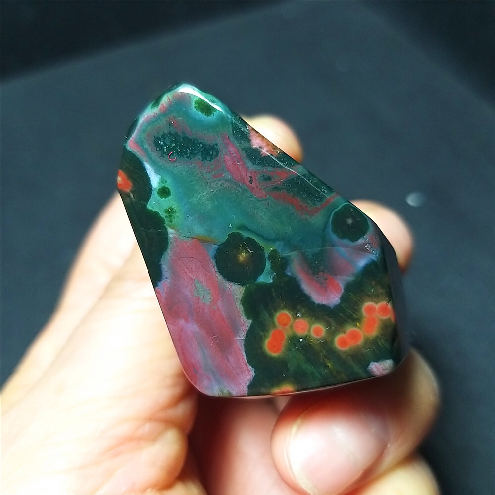 TOP 72G Natural Polished Orbicular Ocean Jasper 8th Vein Reiki Healing B741