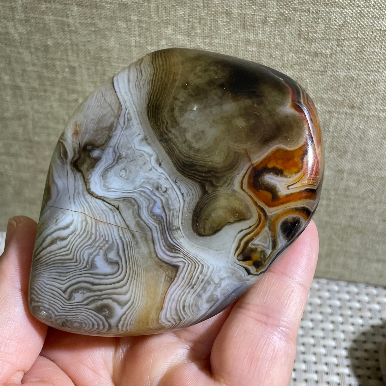 164g Crazy Lace SILK Banded Stone decoration Polish Tumbled Stone Madagascar