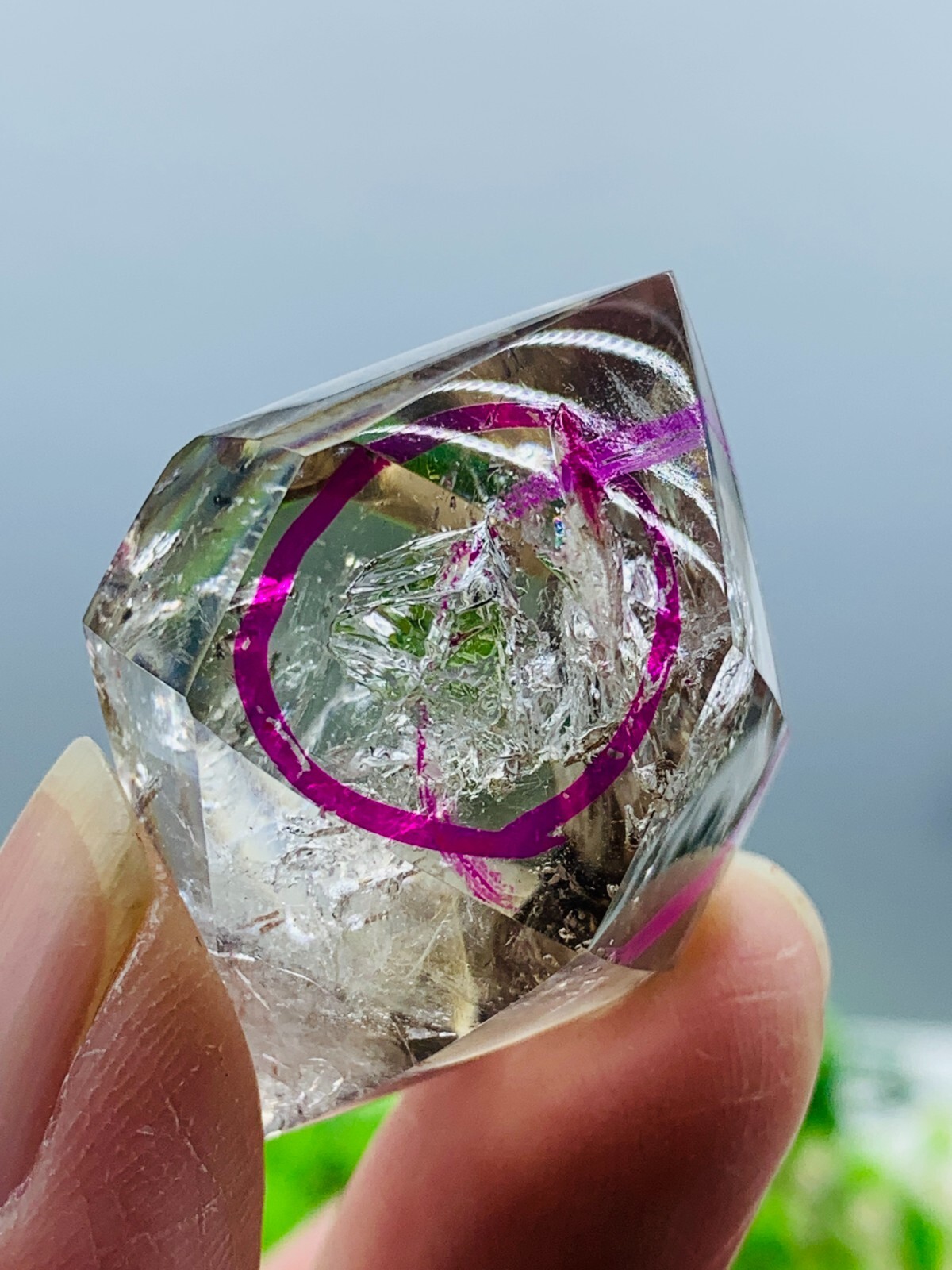Natural 38MM Herkimer Diamond Enhydro Crystal Cluster&two moving water drop 32G