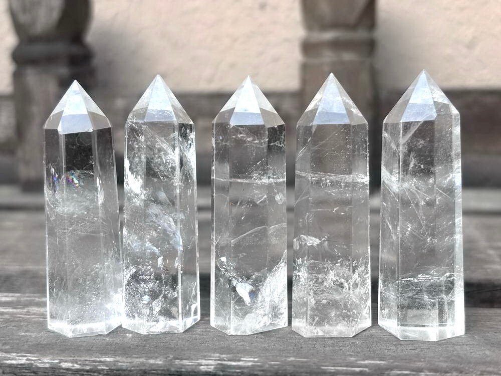 5pcs Lot 2”+ Thick Clear Natural Quartz Crystal Point Wands Tower Obelisk