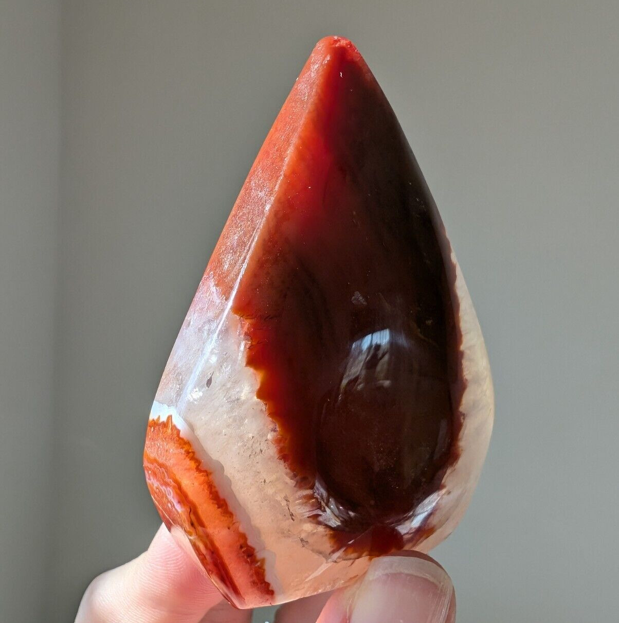 Red Cherry Flower Agate Freeform Ornament Teardrop Crystal Chakra Gemstone Reiki