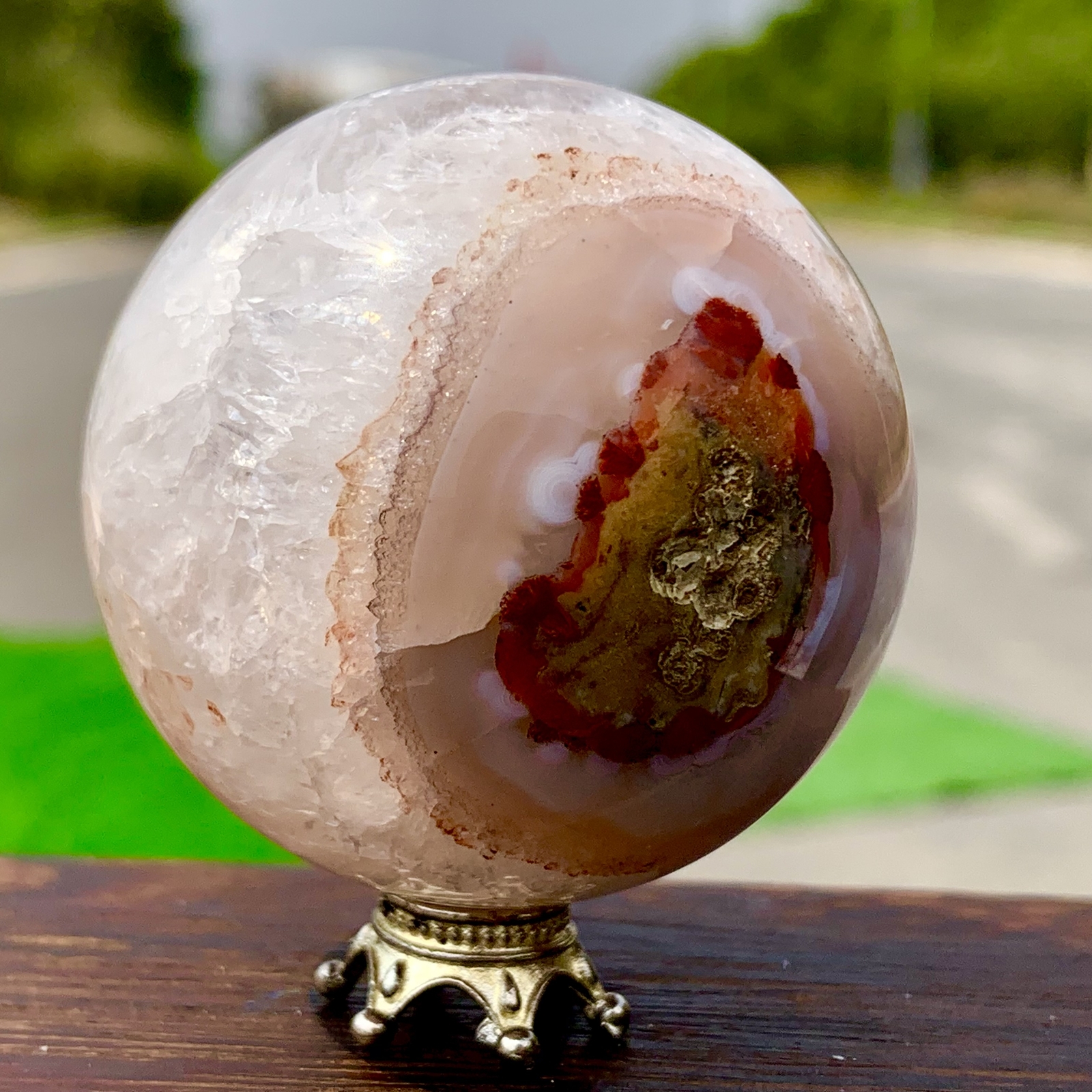 164GNatural Silk agate Sphere Quartz crystals Balls Reiki Healing Gem