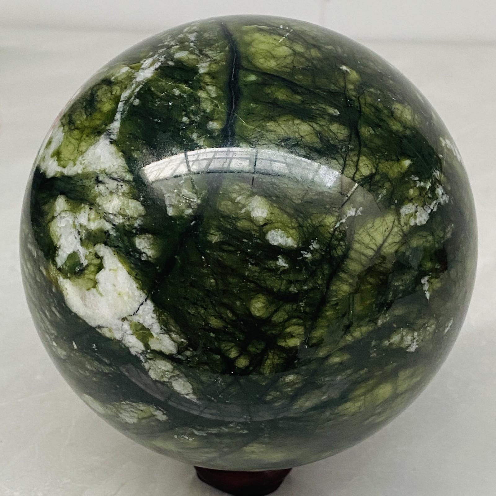 Natural Southern Jade Sphere Green Serpentine Crystal Ball Healing 3220g 7.09LB