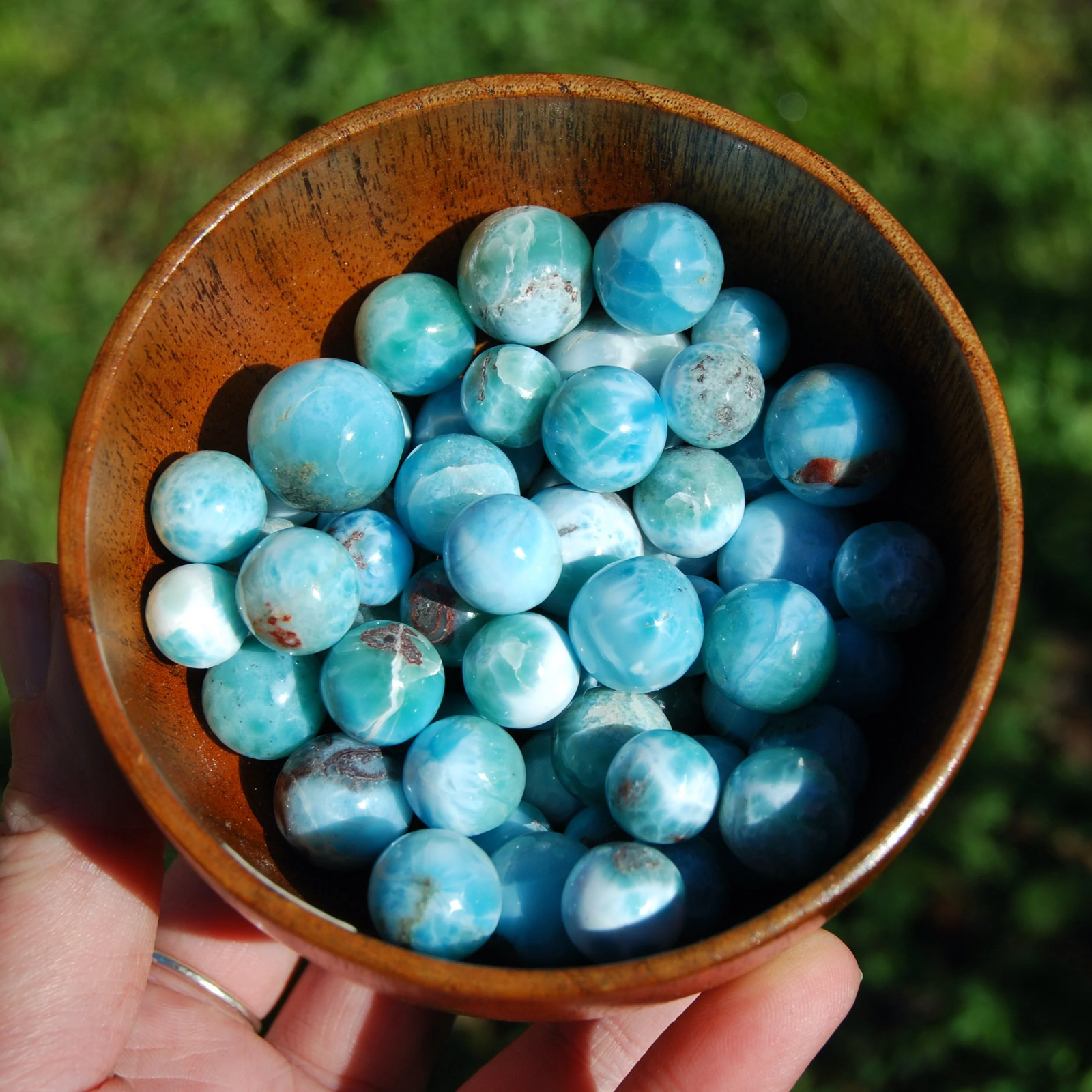 ONE AAA Mini Larimar Gemstone Crystal Sphere, Dominican Republic
