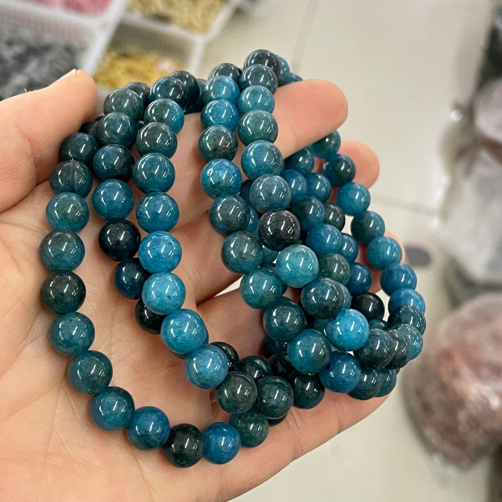 8mm 10pcs Natural Apatite Bracelet Healing Stretchy Healing Gemstone