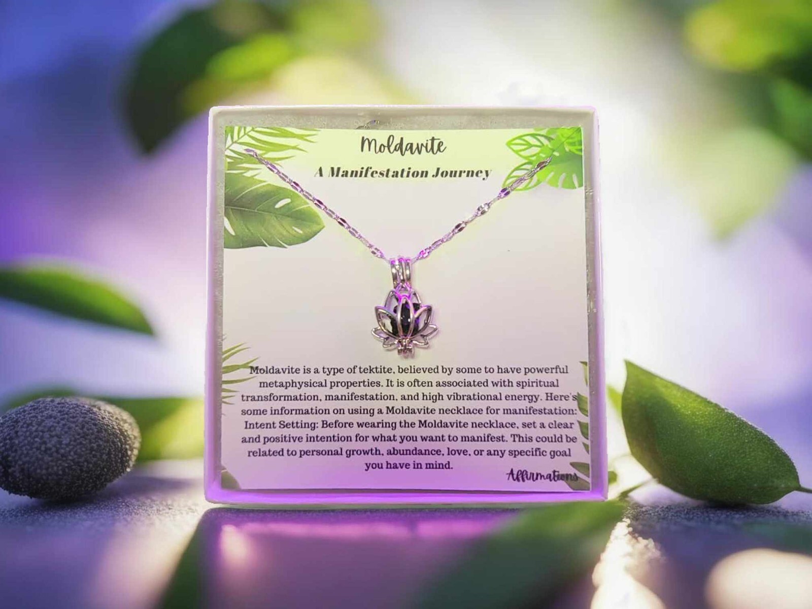 Lotus Moldavite Ready To Gift, Moldavite Necklace 18 Inches, with Gift box