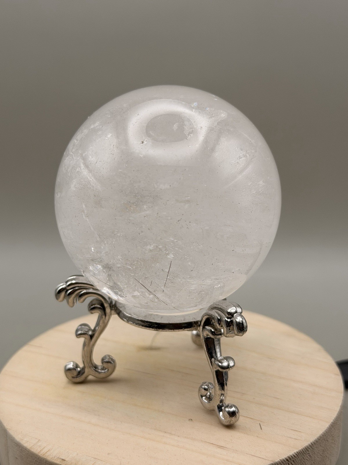 57mm Clear Quartz Sphere With Rutile Natural Crystal Reiki Chakra Healing